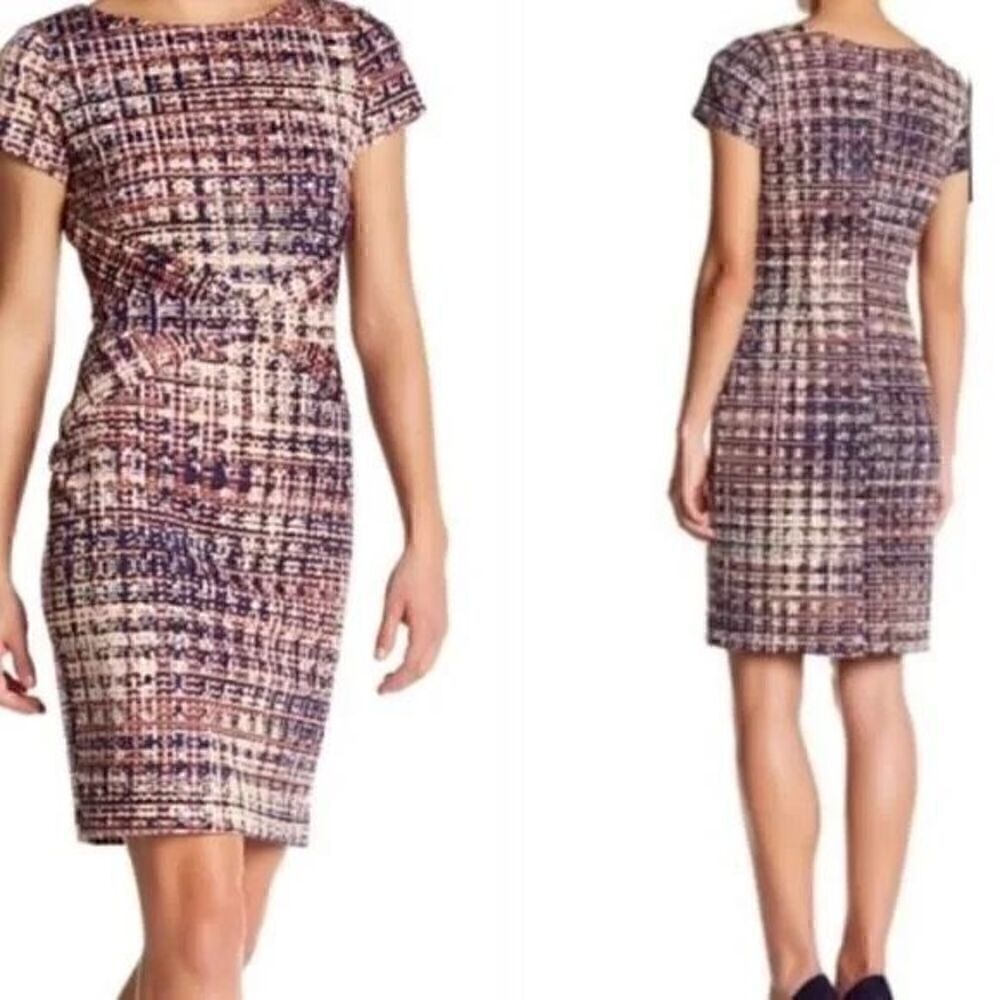 Ellen Tracy Women’s Size 6 Geometric Printed Pencil Sheath Dress Multicolor